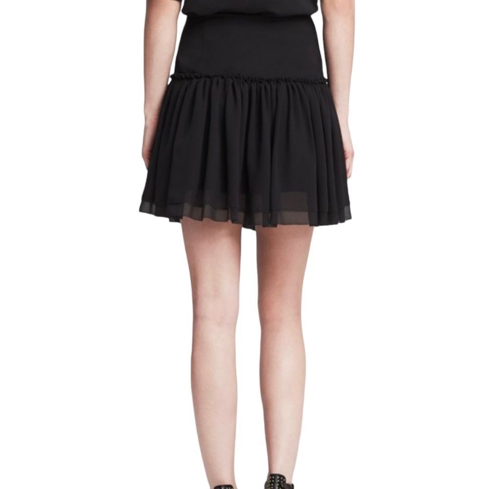 Banana Republic Women's Black Shirred Dropwaist Lined Ruffle Mini Skirt Size 14
